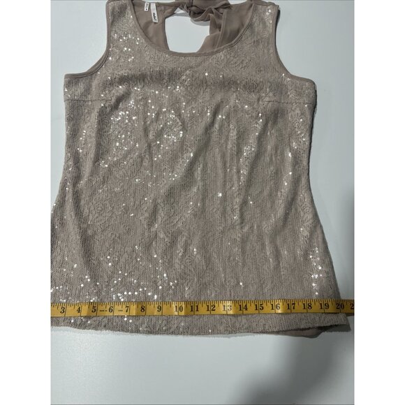 Studio Y Sequin Chiffon Sleeveless Top with Bow Tie Back & Rose Pattern Size M - Picture 11 of 14